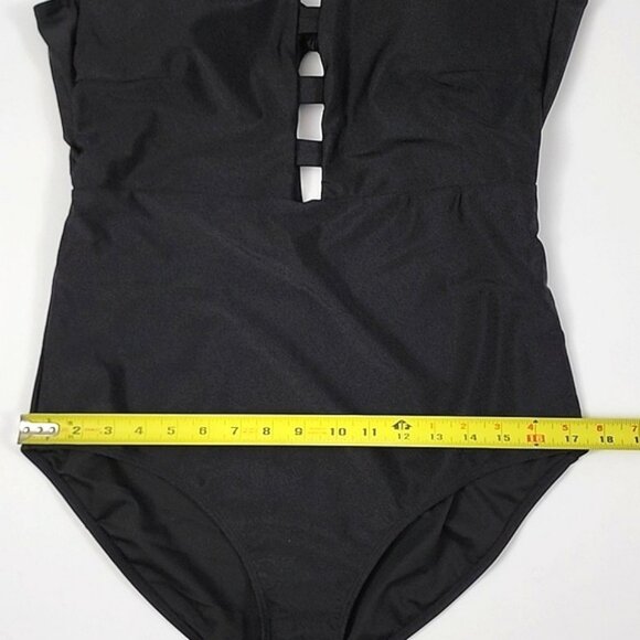 YBL Your Best Look Women's Black One Piece Swimsuit Strappy Halter Size 16 - Picture 15 of 16
